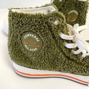 Converse All Star Chuck Taylor High Top Sneakers Sherpa Teddy Fleece Chunky Sole
